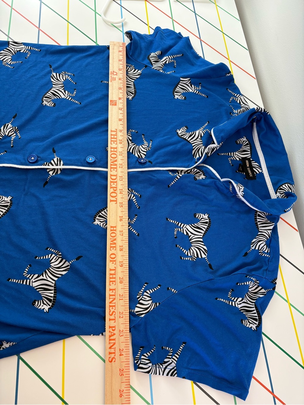 Room Service Blue Zebra Print Short Sleeve Cropped Pants Pajama 2PC Set XL EUC - Picture 5 of 13